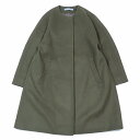 【中古】21AW セオリーリュクス theory luxe SUPER SEEK MIHA ノーカラーコート ロング ジャケット ウール 36 オリーブ 03-1409651/26YBA11 レディース 【ベクトル 古着】 241207(4)