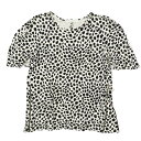 【中古】クロエ CHLOE 総柄 ダルメシアン柄 カットソー Tシャツ 半袖 ジップ装飾 プルオーバー トップス サイズXS ブラック 黒 白 レディース YB...
