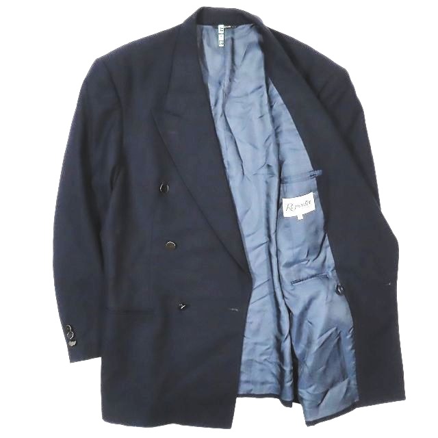 【中古】reporter レポーター ダブル ジャケット 紺ブレ ブレザー ダブルブレスト ピークドラペル ノーベント 上着 サイズ48 L ネイビー メンズ YBA11 【ベクトル 古着】 250206