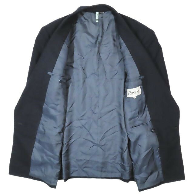 【中古】reporter レポーター ダブル ジャケット 紺ブレ ブレザー ダブルブレスト ピークドラペル ノーベント 上着 サイズ48 L ネイビー メンズ YBA11 【ベクトル 古着】 250206
