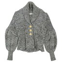 【中古】美品 ルネ Rene ショールカラー ニット カーディガン ショート丈 ジャケット パフスリーブ ウール サイズ36 S グレー系 レディース YBA11 【ベクトル 古着】 250209