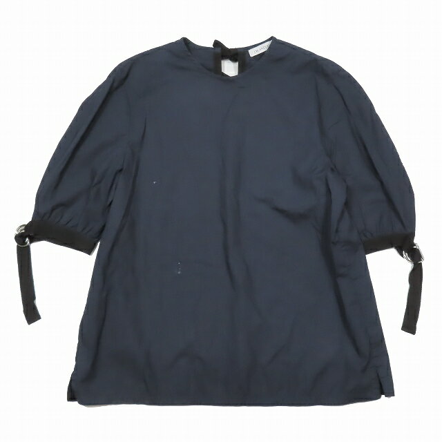 【中古】ジェイダブリューアンダーソン JWアンダーソン J.W.ANDERSON カットソー 五分袖 クルーネック バックリボン プルオーバー UK8 ネイビー/4 レディース 【ベクトル 古着】 250226