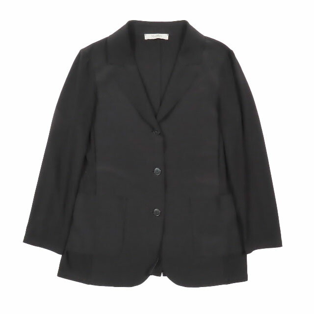 【中古】マックスマーラ MAX MARA シングル テーラードジャケット 切替 スーツ フォーマル 3B 背抜き 長袖 アウター 黒 ブラック M レディース 【ベクトル 古着】 250308