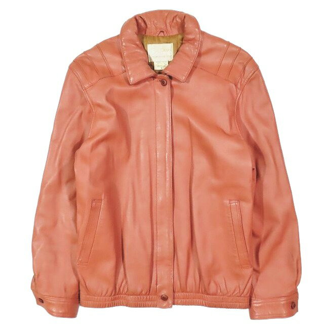 【中古】Vintage coland ヴィンテージ コーランド ラムレザー ジャケット ブルゾン ステンカラー 本革 羊革 革ジャン 上着 アウター 日本製 サイズ9 ピンク系 レディース YBA11 【ベクトル 古着】 250313