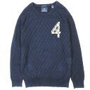 【中古】スコッチ&ソーダ SCOTCH & SODA アーガイル柄 キルティング ニット セーター クルーネック 長袖 プルオーバー トップス サイズL ネイビ...