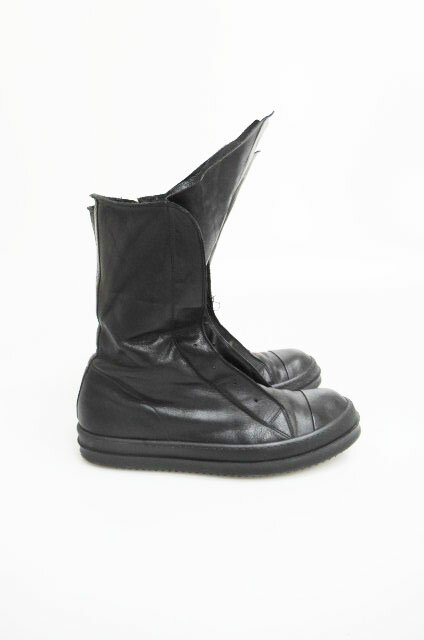 リックオウエンス Rick Owens RAMONES BOOTS ラモーンズブーツ カーフレザー RACCAGNI ZIP italy製 42 ブラック ブランド古着ベクトル 中古▲ 180113 0250 プリマベーラ