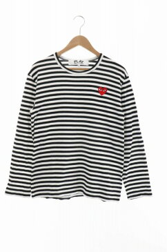 【中古】プレイコムデギャルソン PLAY COMME des GARCONS HEART LOGO STRIPED ハート ロゴ ストライプ 長袖 Tシャツ AD2016 AZ-T164 M 白 黒 ブランド古着ベクトル 中古 200311 0020 メンズ