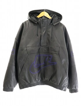 【中古】シュプリーム SUPREME ×NIKE ナイキ 19AW Leather Anorak Pullover Jacket レザー アノラック プルオーバー ジャケット XL 黒 ブラック ブランド古着ベクトル 中古☆AA★ 200508 0450