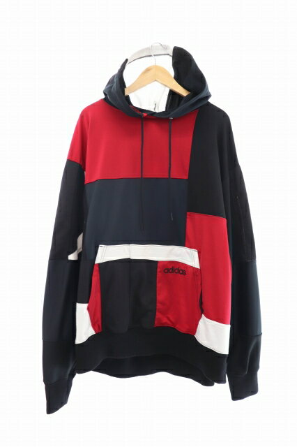 【中古】オールドパーク OLD PARK OVERSIZED HOODIE SPORTS 再構築 パーカー F 赤 黒 レッド ブラック 220604 /108 メンズ