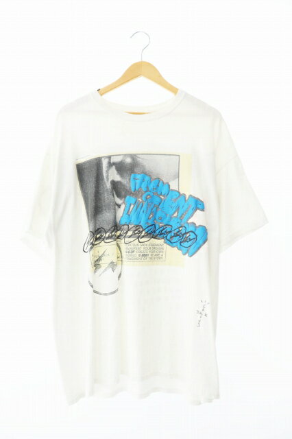 【中古】TRAVIS SCOTT トラヴィス スコット × FRAGMENT DESIGN フラグメント デザイン Cactus Jack For Fragment Manifest T-shirt カクタスジャック マニフェスト グラフィック プリント Tシャツ 半袖 XL 白 ホワイト ブランド古着ベクトル 中古 240508 メンズ