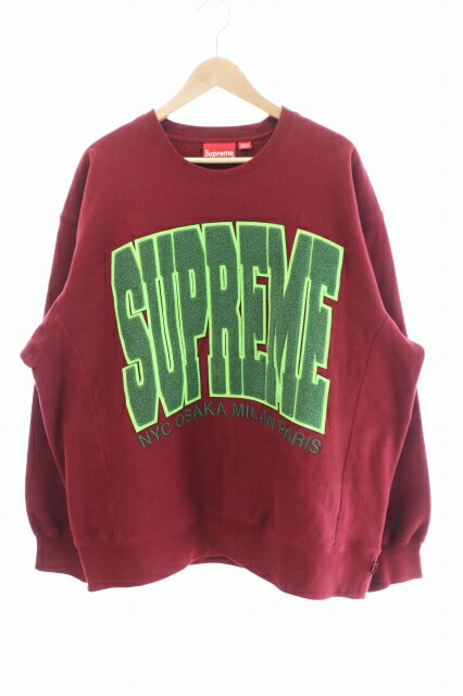 シュプリーム SUPREME 21AW Cities Arc Crewneck シティ アーチ ロゴ クルーネック スウェット シャツ トレーナー L カーディナル レッド ブランド古着ベクトル 中古☆AA★231110 メンズ