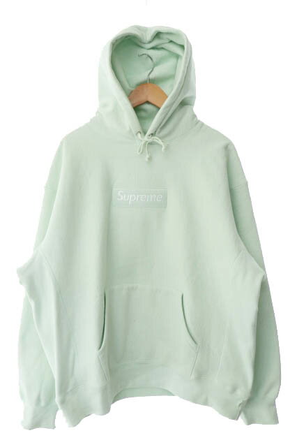 【中古】シュプリーム SUPREME 23AW Box Logo Hooded Sweatshirt ボックス ロゴ 刺繍 フーデッド スウェット シャツ プルオーバー パーカー L Light Green ライト グリーン ブランド古着ベクトル 中古 ☆AA★ 240509 メンズ