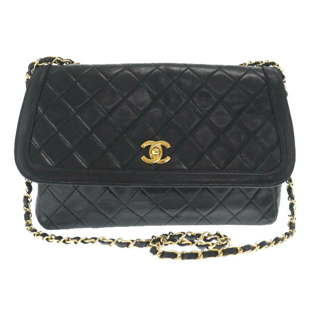 Shoulder Bags - 【中古】シャネル CHANEL 90s VINTAGE ヴィンテージ ラムスキン マトラッセ ストレート フラップ チェーン ショルダー バッグ 黒 ブラック ブランド古着ベクトル 中古 ▲■ 240715 レディース