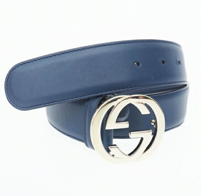 【中古】グッチ GUCCI インターロッキング G バックル ベルト 546386 AP00G 85 34 紺 ネイビー ブランド古着ベクトル 中古☆AA★▲241005 メンズ