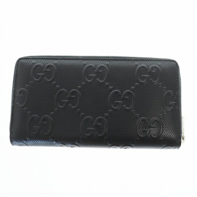 【中古】グッチ GUCCI GG エンボス ロゴ レザー ラウンドファスナー 長財布 625558 黒 ブラック ブランド古着ベクトル 中古☆AA★▲241111 メンズ