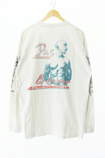 【中古】ヴィンテージ VINTAGE 90s 1997 2PAC ツーパック HIS MUSIC LIVES ON ヒズ ミュージック ライブ オン 長袖 Tシャツ バンドT XL 白 ホワイト ブランド古着ベクトル 中古241207 メンズ