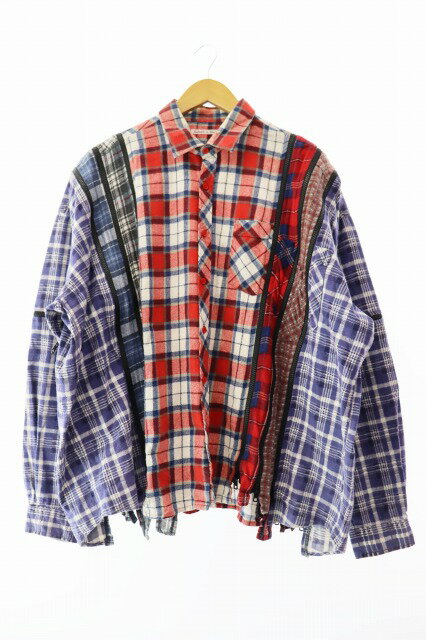 【中古】ニードルス ニードルズ Needles Rebuild By Needles リビルドバイニ−ドルズ 7 Cuts Zipped Wide Shirt パッチワーク ジップ ワイド フランネル 長袖シャツ JO285 マルチカラー ブランド古着ベクトル 中古 ☆AA★ 250304