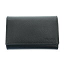 【中古】プラダ PRADA SAFFIANO サフィアーノ レザー キーリング付き 6連キーケース 2PG002 黒 ブラック ブランド古着ベクトル 中古☆AA...