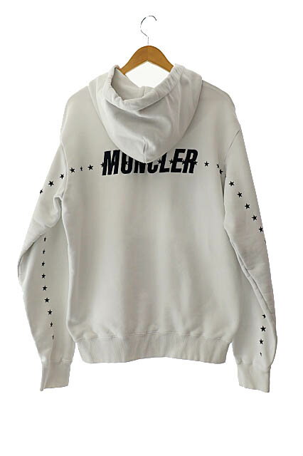 【中古】モンクレール MONCLER ×FRAGMENT FRGMT フラグメント HIROSHI FUJIWARA 藤原ヒロシ 21AW MAGLIA C/CAPPUCCIO ロゴ スター プルオーバー パーカー G209U8G00007 S 白 ホワイト ブランド古着ベクトル 中古☆AA★250426 メンズ