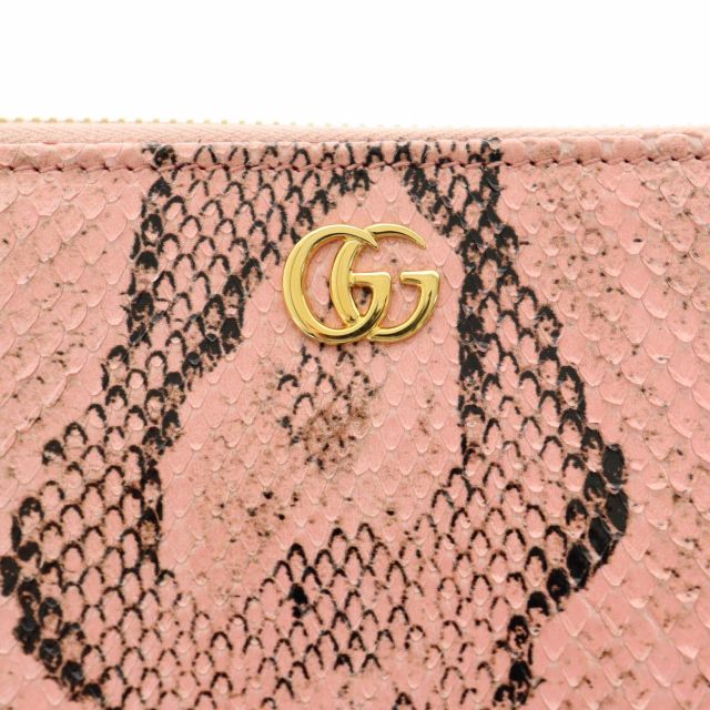 【中古】グッチ GUCCI GGマーモント ダブルG パイソン ジップアラウンド ウォレット 長財布 ピンク ブランド古着ベクトル 中古 ☆AA★●▲■ 250524