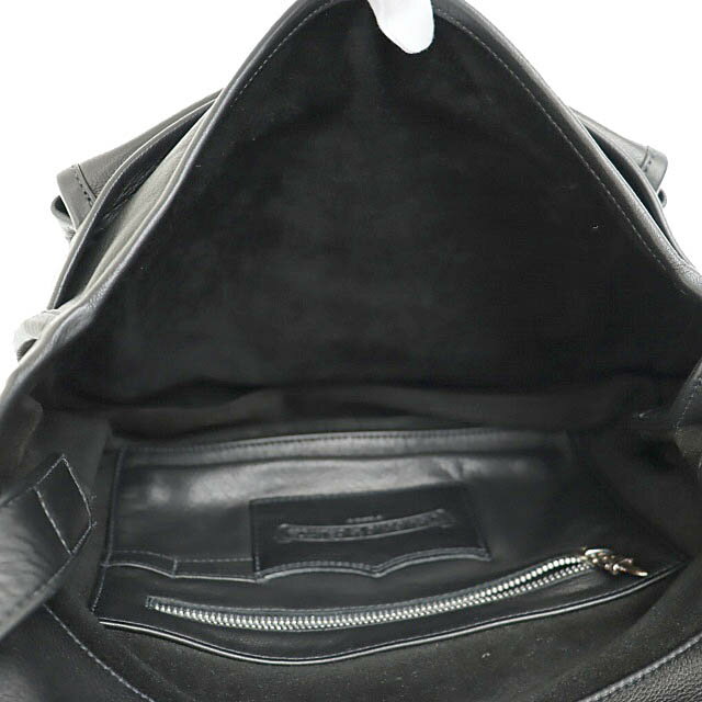 【中古】クロムハーツ CHROME HEARTS SHOULDER BAG-SM スクロール ロゴ プレート タガー ジップ レザー メッセンジャー ショルダー バッグ 黒 ブラック ブランド古着ベクトル 中古☆AA★▲250620 メンズ