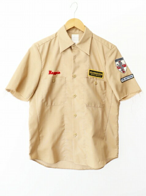 【中古】ナンバーナイン NUMBER (N)INE 00SS EXTRA HEAVY期 エクストラヘビー期 ARCHIVE NOMEX アーカイブ ノーメックス メカニック 半袖 シャツ 2 ベージュ ブランド古着ベクトル 中古☆AA★250613 メンズ