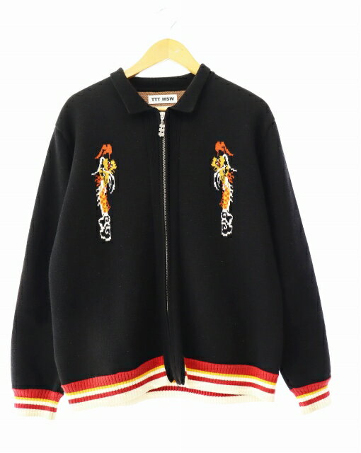 【中古】ダイリク DAIRIKU ×TTTMSW ティー 23SS Ska Zip up Knit Polo スカ ジップアップ ニット ポロ ジャケット 23SS TTTK-1 M 黒 ブラック ブランド古着ベクトル 中古250630 メンズ