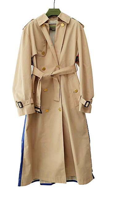 樂天商城 - 【中古】グッチ GUCCI スカーフ プリーツ ロング トレンチ コート 735158 Z8BFA 1037 36 ピンクベージュ ブランド古着ベクトル 中古☆AA★■250908 レディース