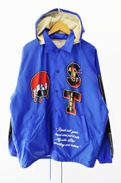 Rakuten - 【中古】セントマイケル SAINTMICHAEL 22AW DT COACH JACKET BLUE ロゴ プリント ナイロン コーチ ジャケット SM-A22-0000-055 M 青 ブルー ブランド古着ベクトル 中古☆AA★251003 メンズ
