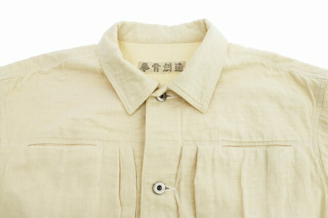 【中古】拳骨創造 ゲンコツクリエイト レザー シンチバック コットン トラッカー ジャケット ブルゾン F アイボリー ブランド古着ベクトル 中古●250830 メンズ