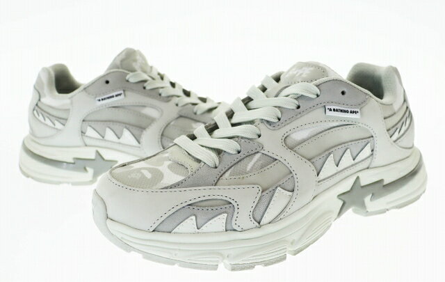 乐天商城 - 【中古】アベイシングエイプ A BATHING APE BAPE SHARK STA #1 M2 WHITE ベイプ シャークスタ ローカットスニーカー 1L30191319 26.5 ホワイト ブランド古着ベクトル 中古☆AA★▲■250917 メンズ