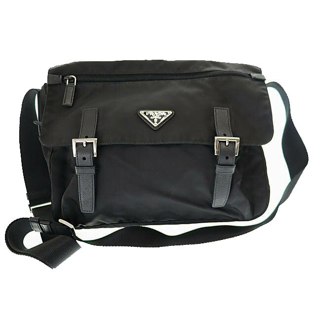 Rakuten - 【中古】プラダ PRADA トライアングル ロゴ ナイロン メッセンジャー ショルダー バッグ BT6671 黒ブラック ブランド古着ベクトル 中古☆AA★●▲■260220 メンズ レディース