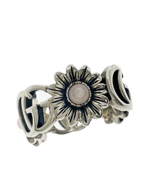 【中古】グッチ GUCCI GG Marmont Mother-of-Pearl Ring Flower マーモント マザーオブパール リング フラワー 指輪 925 シルバー 9号 ブランド古着ベクトル 中古☆AA★▲251108 レディース