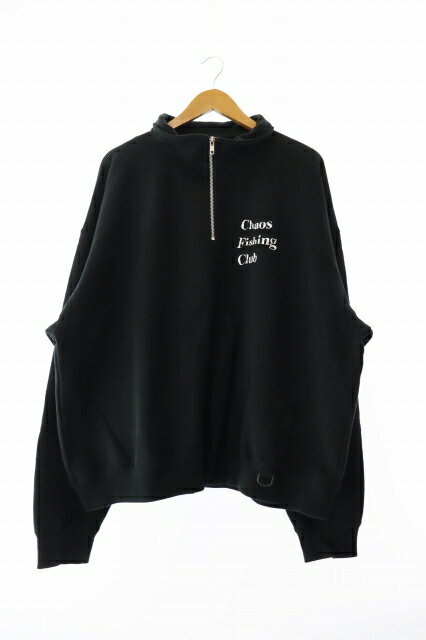 【中古】Chaos Fishing Club カオスフィッシングクラブ 24AW LOGO HALF ZIP SWEAT SHIRT ロゴ ハーフ ジップ スウェット トレーナー L 黒 ブラック ブランド古着ベクトル 中古 251004