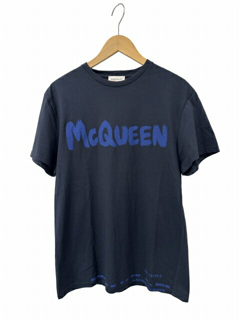 Rakuten - 【中古】アレキサンダーマックイーン ALEXANDER MCQUEEN フロント ロゴ プリント 半袖 Tシャツ XS 紺 ネイビー ブランド古着ベクトル 中古260512 メンズ