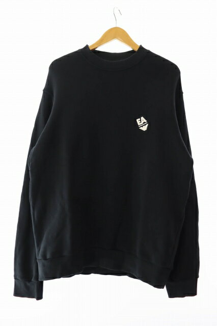 【中古】エンポリオアルマーニ EMPORIO ARMANI ロゴ 刺繍 スウェット トレーナー M 黒 ブラック ブランド古着ベクトル 中古 ● 251015