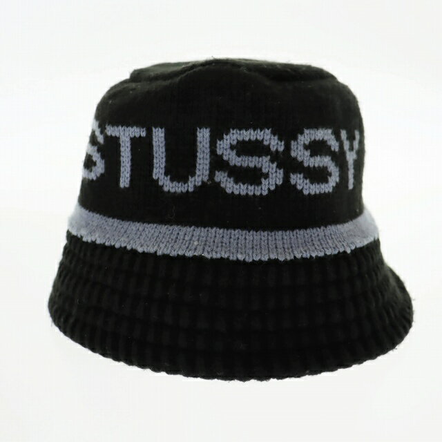 【中古】ステューシー STUSSY 22SS Jacquard Knit Bucket Hat ロゴ ニット バケットハット 帽子 1321095 黒 ブラック ブランド古着ベクトル 中古 ▲ 251027