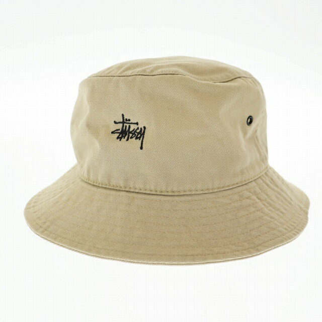 【中古】ステューシー STUSSY Stock Bucket Hat 刺繍 ロゴ バケットハット 帽子 S/M ベージュ ブランド古着ベクトル 中古 ▲ 251027