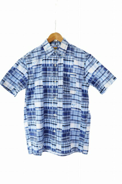 Rakuten - 【中古】ヒューマンメイド HUMAN MADE PATCHWORK S/S SHIRT パッチ ワーク チェック柄 半袖 シャツ S 青 ブルー ブランド古着ベクトル 中古260131 メンズ