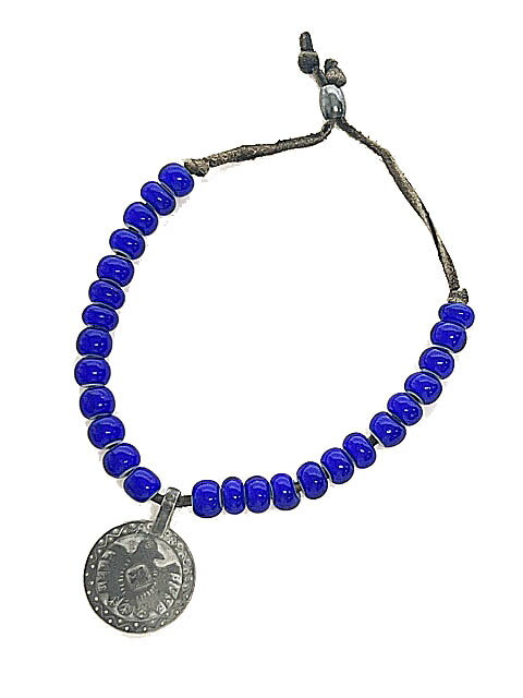 【中古】ジョン アンダーカバー john UNDERCOVER artscabut期 ガラスビーズ コイン ブレスレット 青ブルー ブランド古着ベクトル 中古▲251109 メンズ