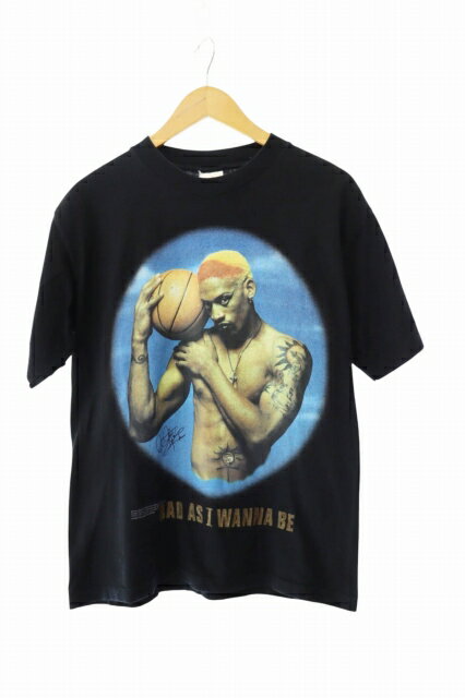 Rakuten - 【中古】ヴィンテージ VINTAGE 90s Rodman Dennis デニス ロッドマン プリント 半袖 Tシャツ M 黒 ブラック ブランド古着ベクトル 中古260304 メンズ