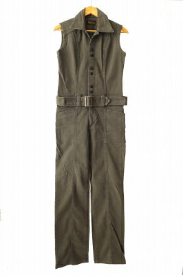 【中古】ヒステリックグラマー HYSTERIC GLAMOUR バックプリント ノースリーブ オールインワン 2AP-4180 F オリーブ ブランド古着ベクトル 中古●260806 レディース