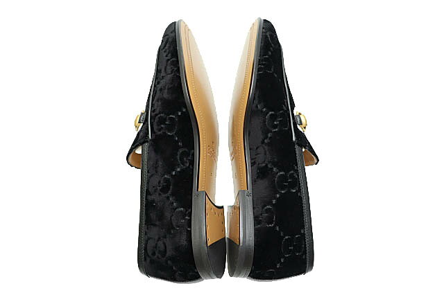 【中古】グッチ GUCCI ヨルダーン GG ベルベット ベロア ホースビット ローファー パンプス 430088 5 黒ブラック ブランド古着ベクトル 中古▲■251221 レディース