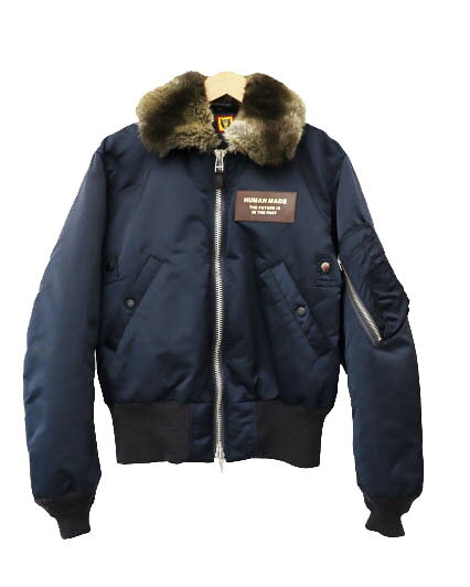 Rakuten - 【中古】ヒューマンメイド HUMAN MADE 24AW Flight Jacket Navy ロゴ 虎タイガー プリント ボア衿 中綿 フライト ジャケット ブルゾン HM27JK003 S 紺ネイビー ブランド古着ベクトル 中古251227 メンズ