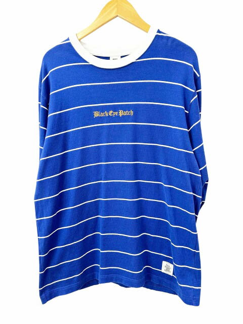 Rakuten - 【中古】ブラックアイパッチ THE BLACK EYE PATCH 24SS OE LOGO EMBROIDERED STRIPED L/S TEE ロゴ 刺繍 ストライプ ロングスリーブ 長袖 Tシャツ ロンT BEPSS24LT02 L 青 ブルー ブランド古着ベクトル 中古260127 メンズ