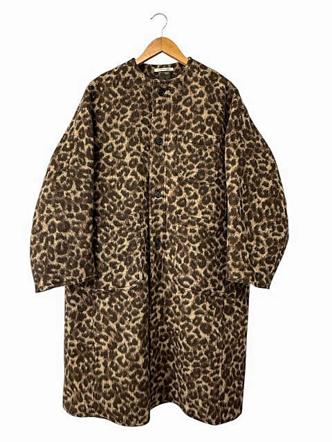 Rakuten - 【中古】カレンテージ CURRENTAGE Short Beaver Coat レオパード ヒョウ柄 ショート ビーバー ノーカラー コート A2523FC 1 茶ブラウン ブランド古着ベクトル 中古●260204 レディース