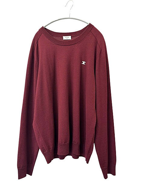 Rakuten - 【中古】セリーヌ CELINE 23AW ロゴ刺繍 ウール トリオンフ クルーネック セーター 2AH80322U.28BD XXL ボルドー ブランド古着ベクトル 中古260202 メンズ