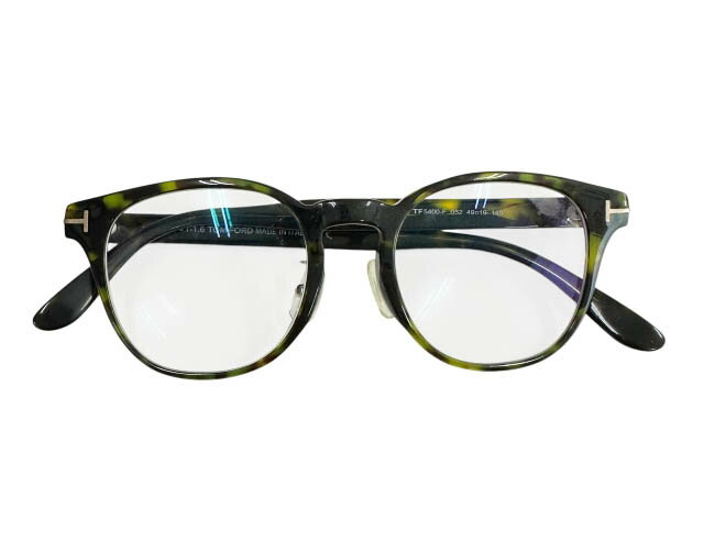 【中古】トムフォード TOM FORD ボストン ウェリントン 度あり 眼鏡 めがね メガネ TF5400-F 49□19 145 ブラウン グリーン ブランド古着ベクトル 中古☆AA★▲■260220 メンズ