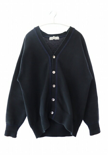 Rakuten - 【中古】コムデギャルソン COMME des GARCONS HOMME 90s 田中オム ライン コットン ニット カーディガン 黒 紺 ブラック ネイビー ブランド古着ベクトル中古 260222 メンズ