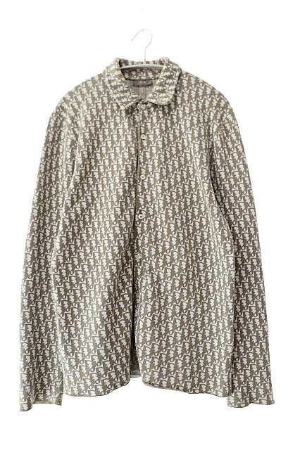樂天商城 - 【中古】ディオール Dior 20SS オブリーク ロゴ 総柄 ジャガード シェル ボタン 長袖 シャツ 023M550AT099 M ホワイト ブラウン ブランド古着ベクトル 中古260303 メンズ